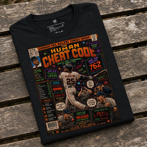 Garbage Pail Ballers™ The Human Cheat Code Vintage Diamond Classics baseball parody graphic t-shirt