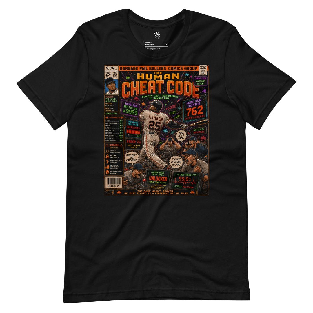 Wrinkled view Garbage Pail Ballers™ The Human Cheat Code Vintage Diamond Classics t-shirt front view
