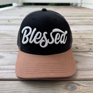 Glow In The Dark Blessed Patched Black Mid - Pro Snapback Trucker Cap - Rebel P Customs