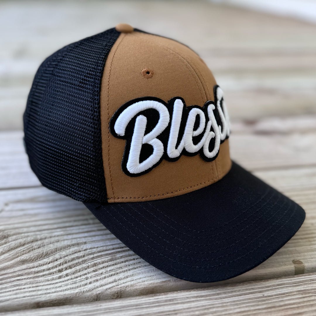 Glow In The Dark Blessed Patched Mid - Pro Snapback Trucker Cap - Rebel P Customs