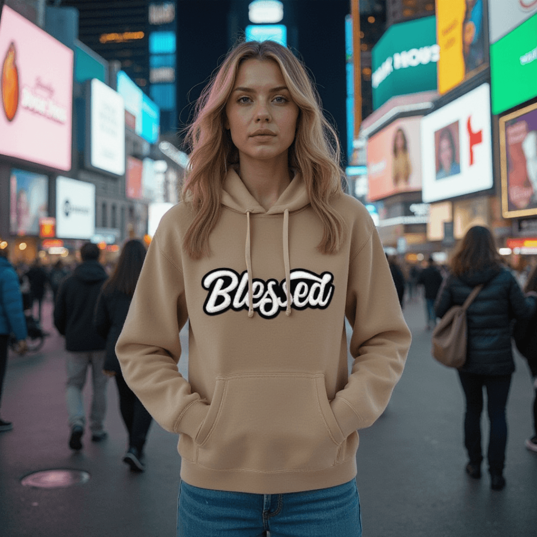 Glow In The Dark Blessed Patched Unisex Hoodie - Rebel P Customs