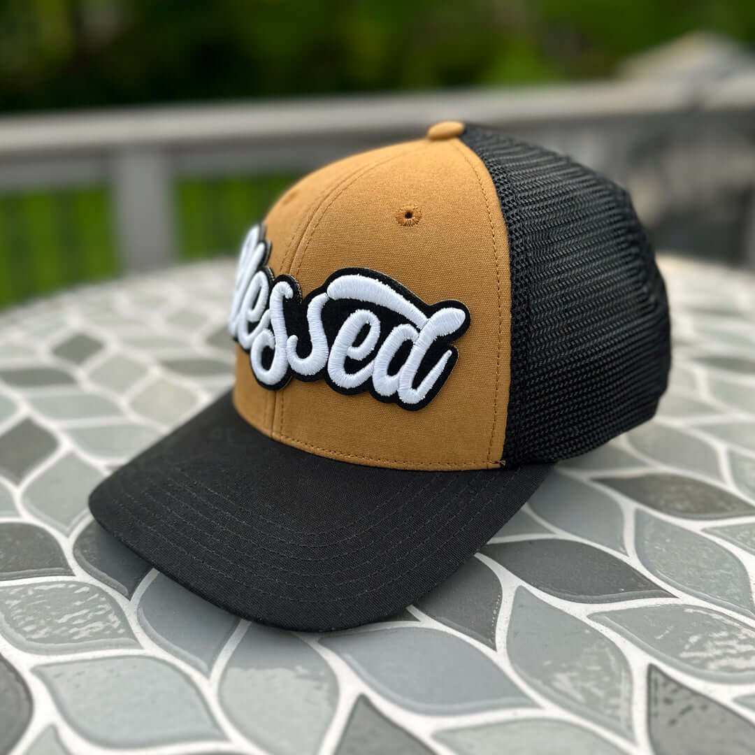 Glow In The Dark Blessed Patched Mid-Pro Snapback Trucker Cap