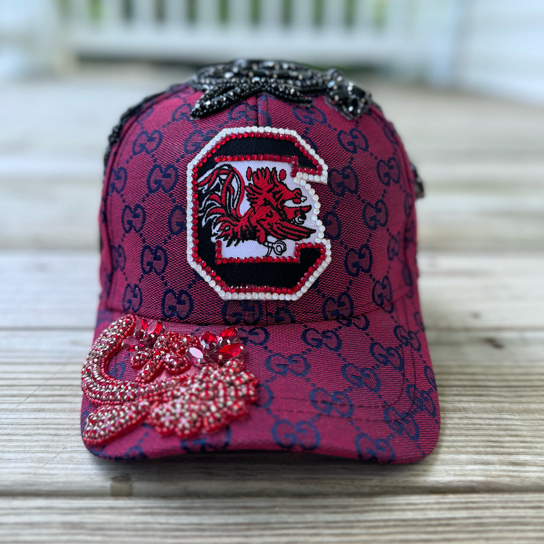 Limited Edition Custom Beaded Multicolor Crystal Applique South Carolina Hat - Rebel P Customs