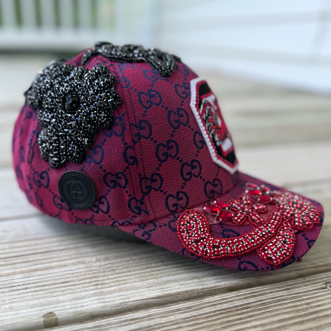 Limited Edition Custom Beaded Multicolor Crystal Applique South Carolina Hat - Rebel P Customs