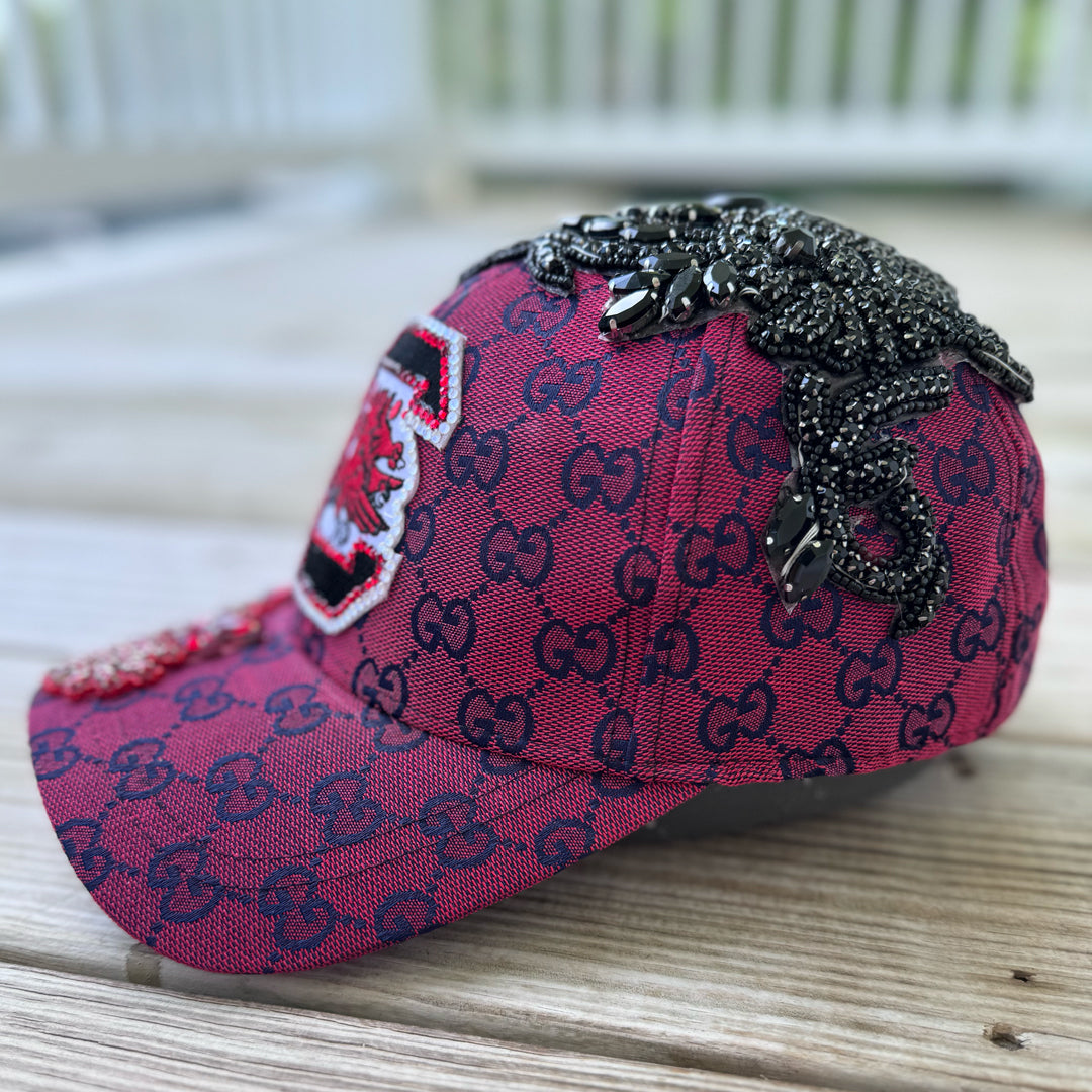 Limited Edition Custom Beaded Multicolor Crystal Applique South Carolina Hat - Rebel P Customs