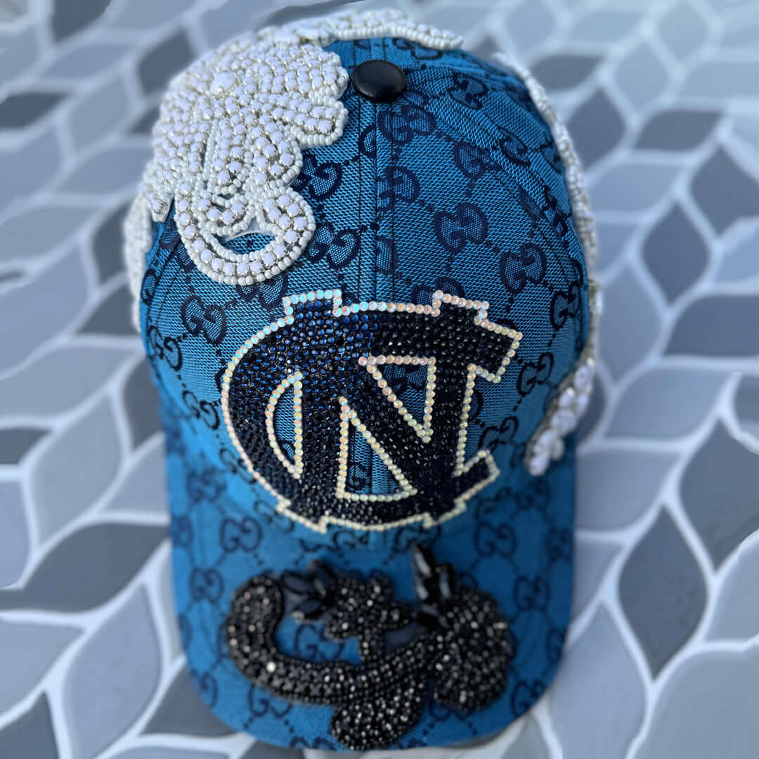 Limited Edition Custom Beaded Multicolor Crystal Applique North Carolina Hat
