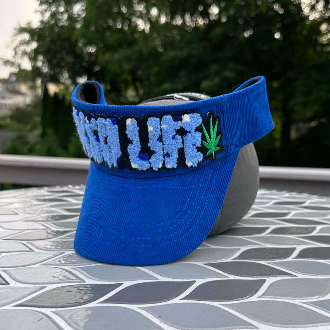 Chenille High Life Blue Corduroy Patched Visor