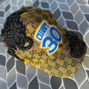 Limited Edition Custom Beaded Black Crystal Applique Steph Curry Hat - Rebel P Customs