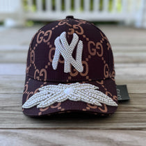 Limited Edition Custom NY White Crystal Applique Hat - Rebel P Customs