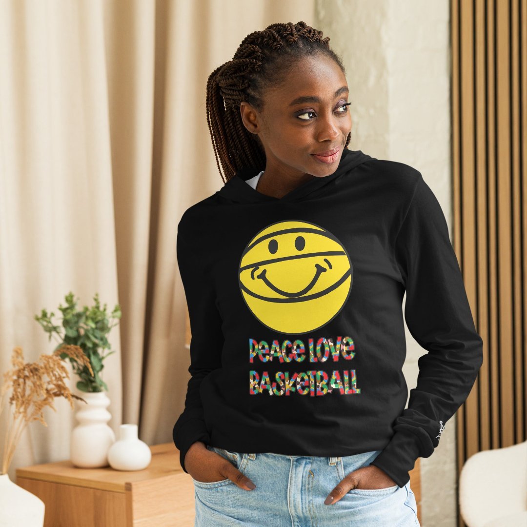 Peace Love Basketball Unisex Hooded Long - Sleeve Tee - Rebel P Customs
