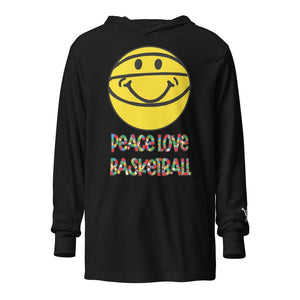 Peace Love Basketball Unisex Hooded Long - Sleeve Tee - Rebel P Customs