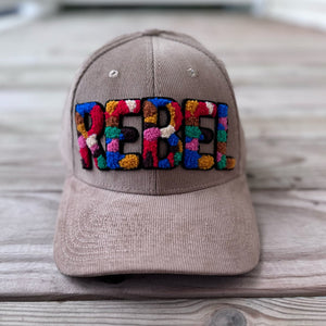 Rebel Chenille Patched Low Profile Structured Corduroy Hat - Rebel P Customs