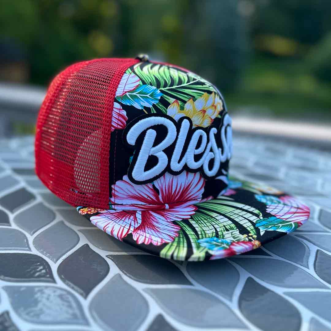 Floral Glow In The Dark Blessed Patched Mid-Pro Snapback Trucker Cap