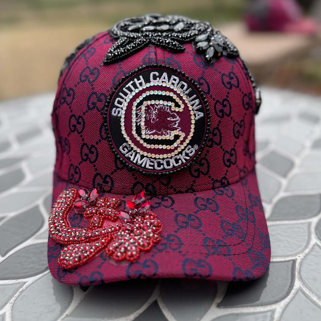 Limited Edition Custom Beaded Multicolor Crystal Applique South Carolina Hat