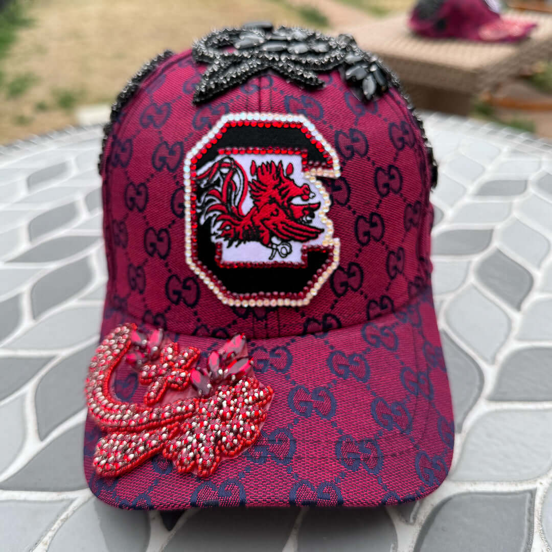 Limited Edition Custom Beaded Multicolor Crystal Applique South Carolina Gamecocks Hat