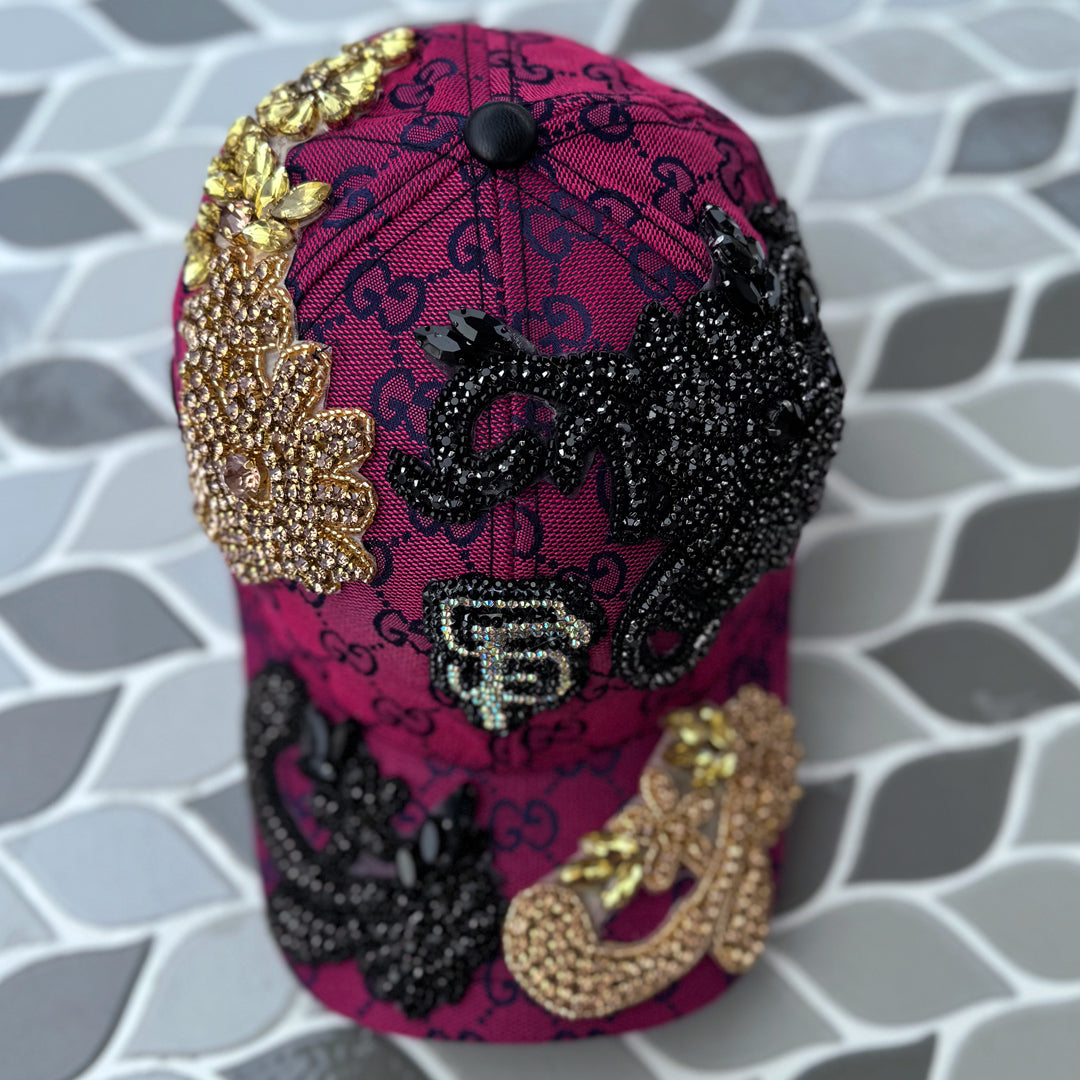 Limited Edition Custom Beaded Multicolor Crystal Applique SF Hat