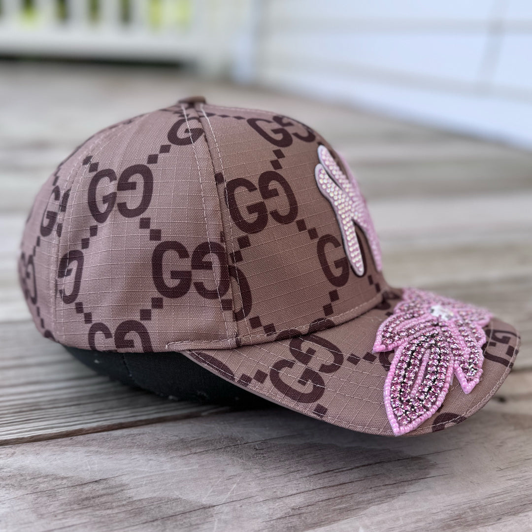 Limited Edition Custom NY Light Pink Crystal Applique Hat