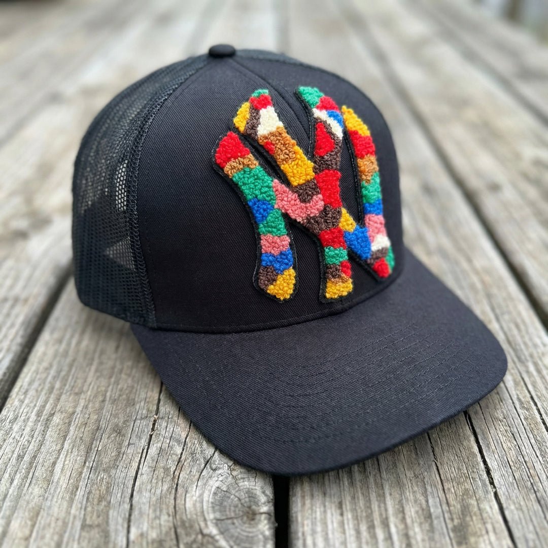 The City Collection Big NY Chenille Black Patched Hat - Rebel P Customs
