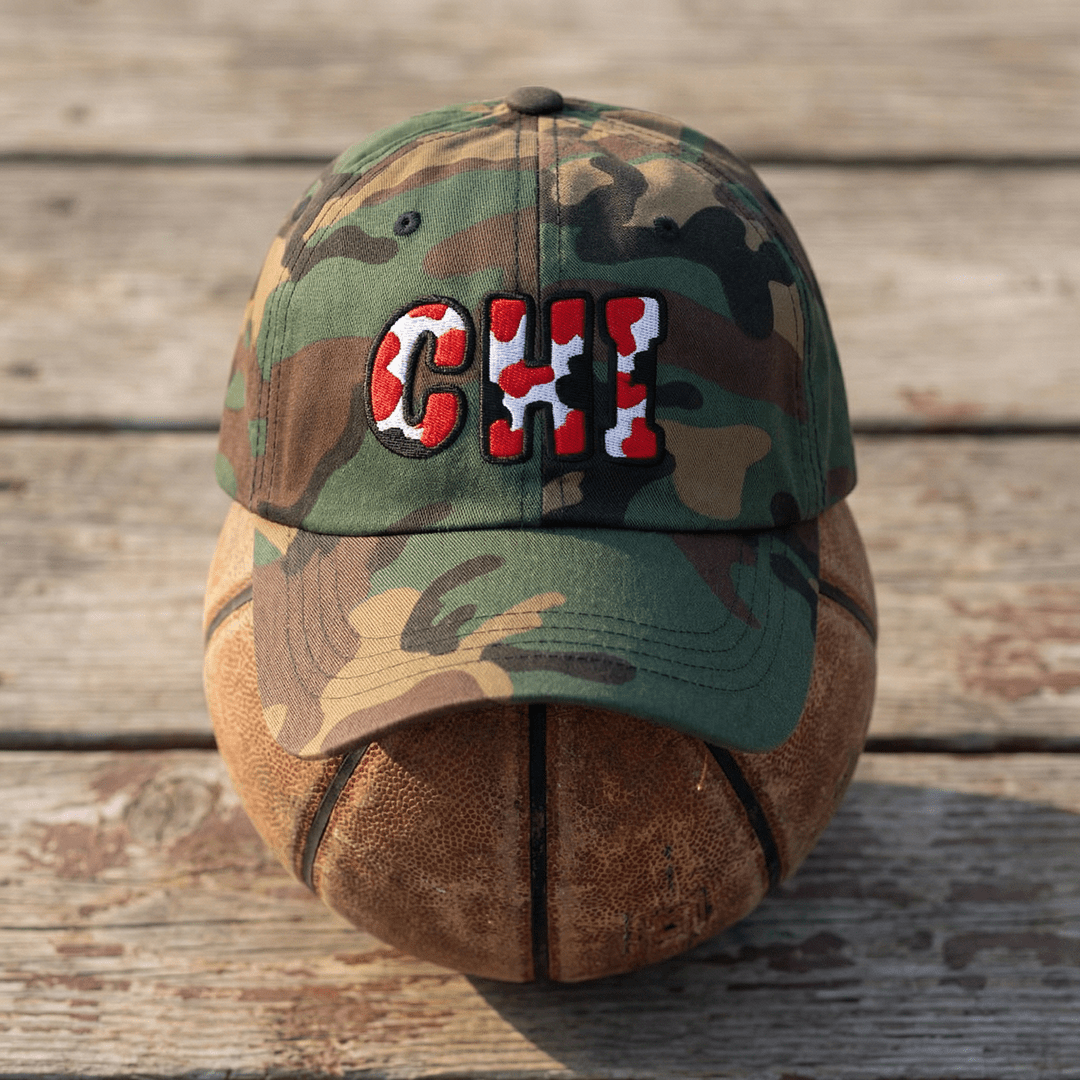 The City Collection CHI Basketball Camo Patched Hat - Rebel P Customs