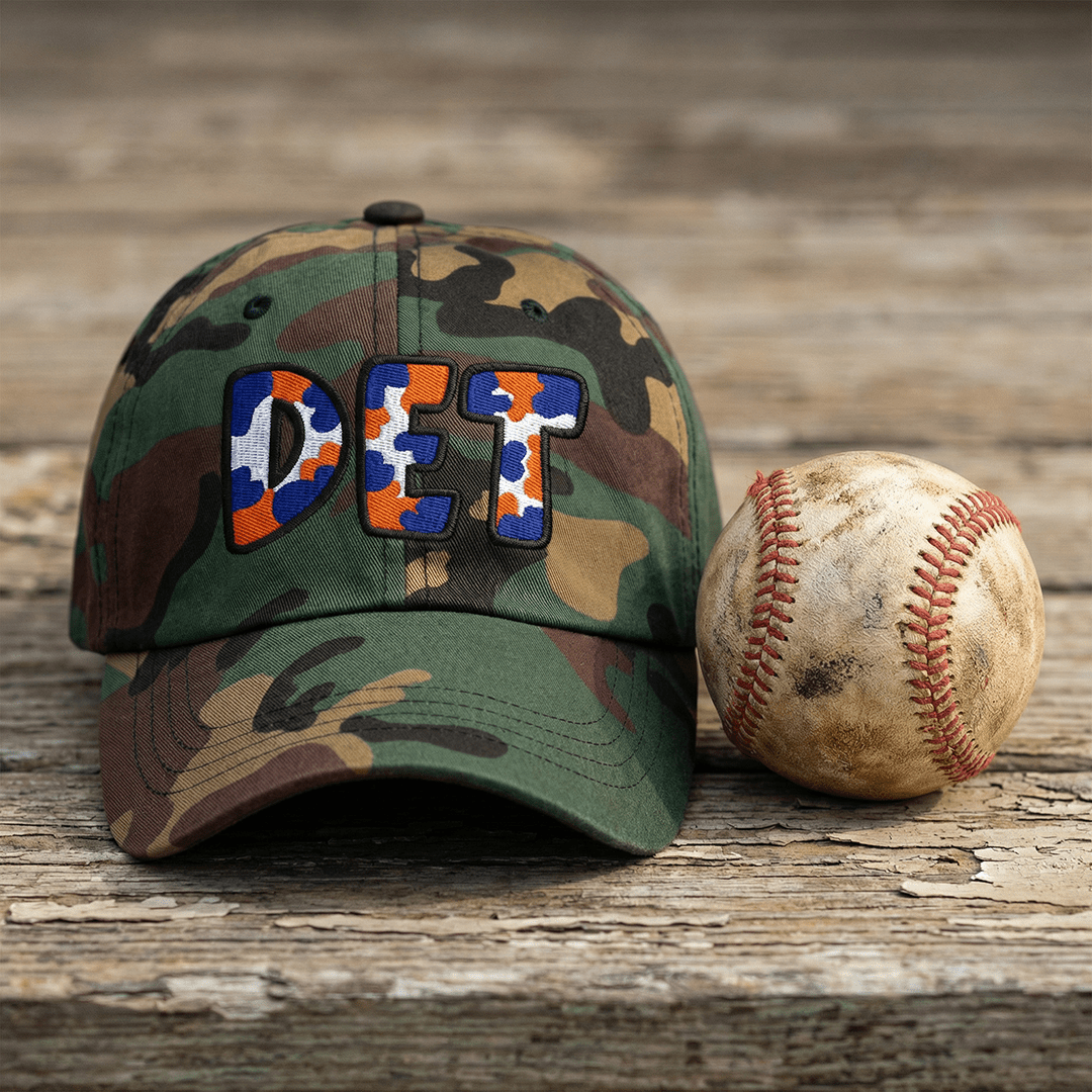 The City Collection DET Baseball Camo Patched Hat - Rebel P Customs