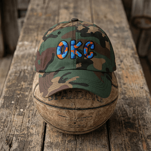 The City Collection OKC Basketball Camo Patched Hat - Rebel P Customs