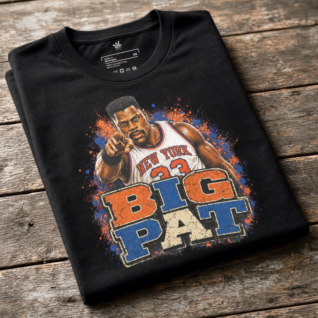 Mock up of Big Pat graphic artwork on unisex t-shirt