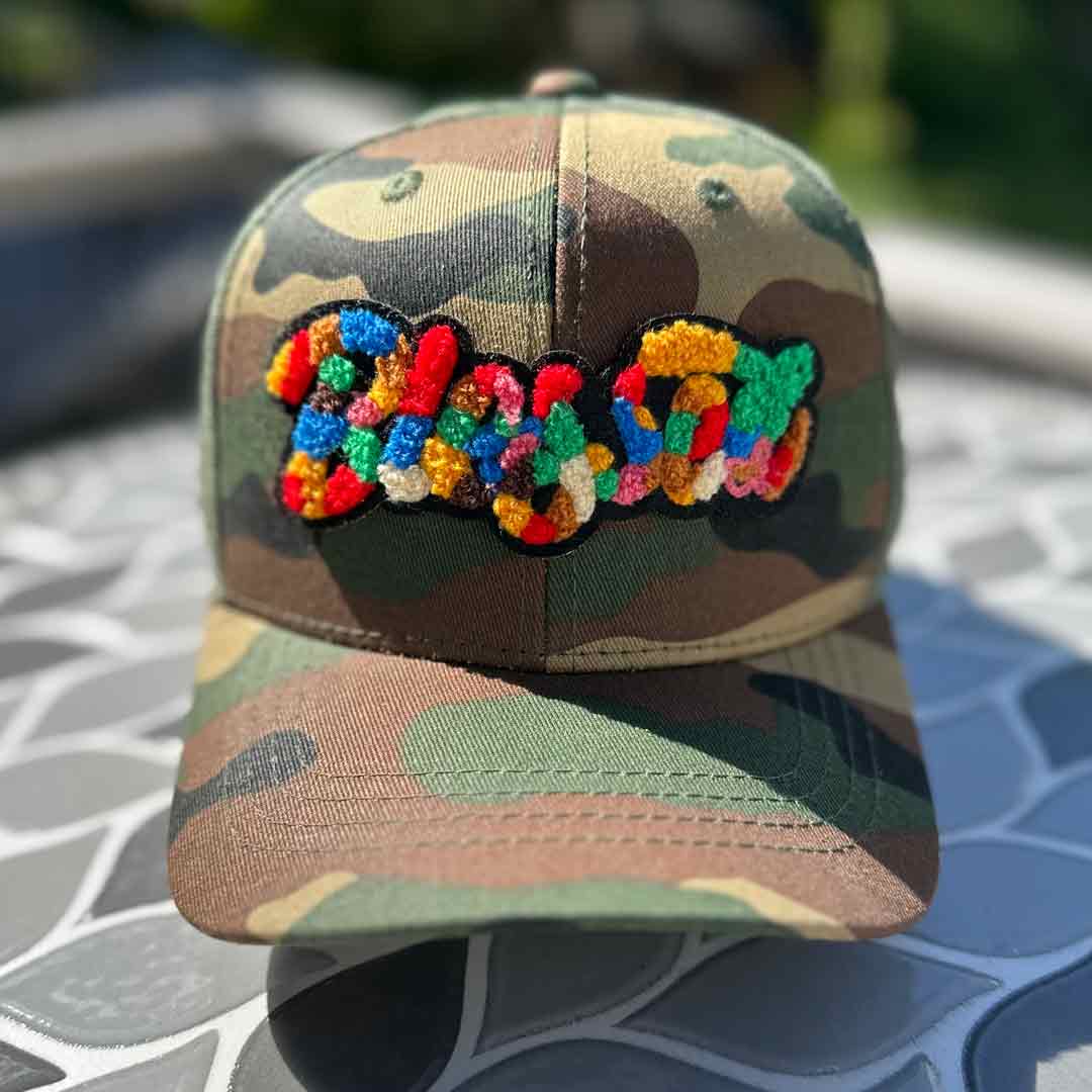 Chenille Blessed Youth Camo Patched Hat