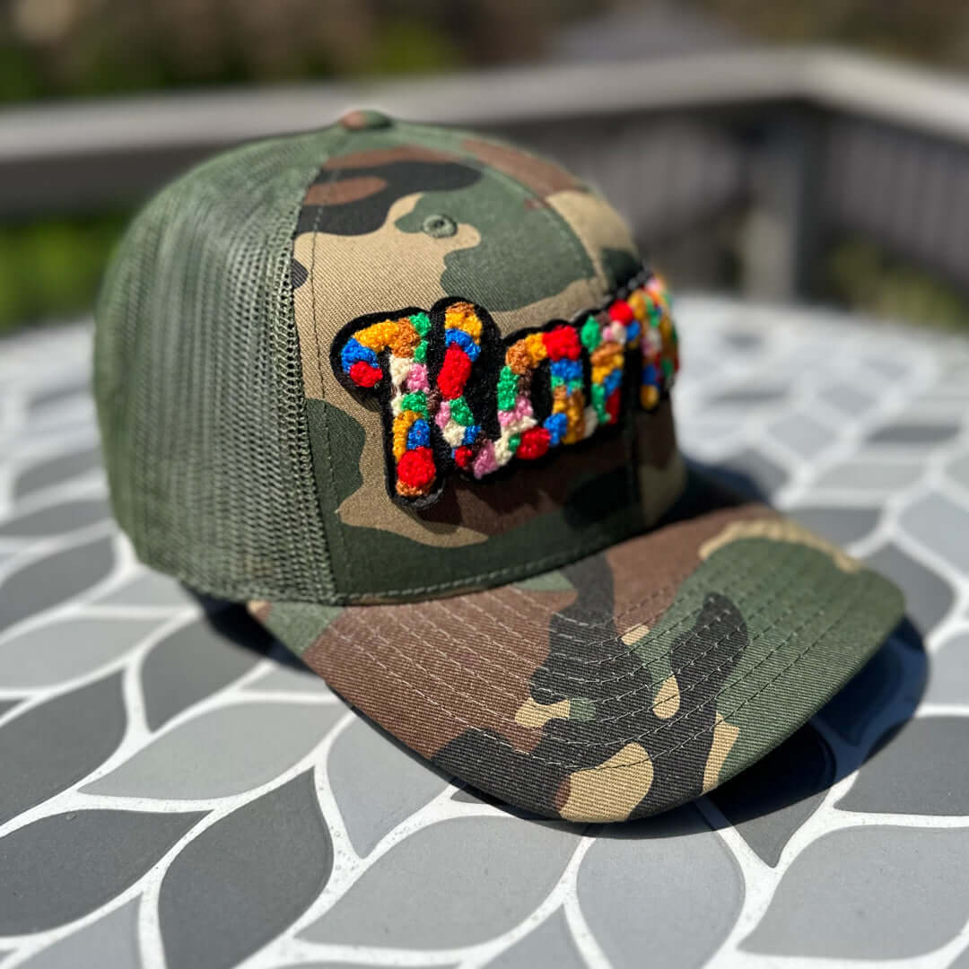 Chenille Karma Camo Patched Hat