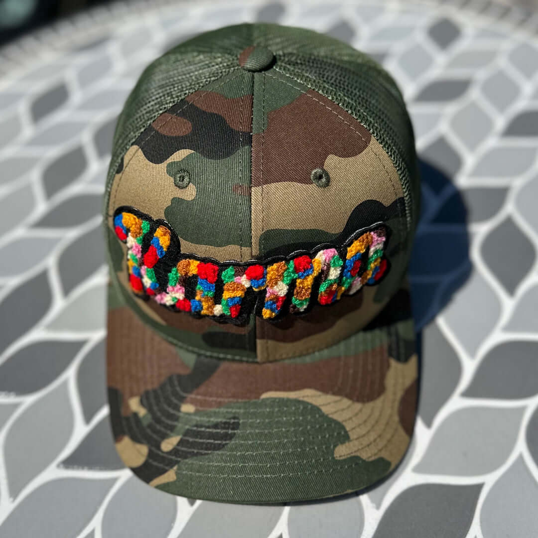 Chenille Karma Camo Patched Hat