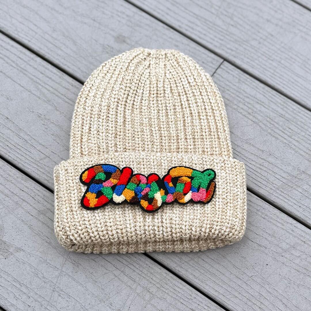 Chenille Chunky Knit Cuffed Blessed Beanie - Rebel P Customs