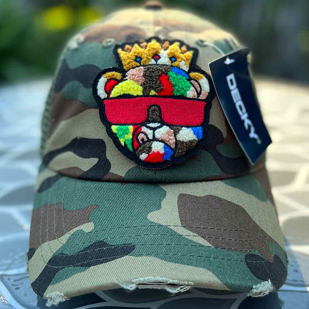 Chenille Crown Bear Camo Patched Hat - Rebel P Customs
