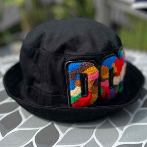 Chenille Dope Black Patched Unstructured Bucket Hat - Rebel P Customs