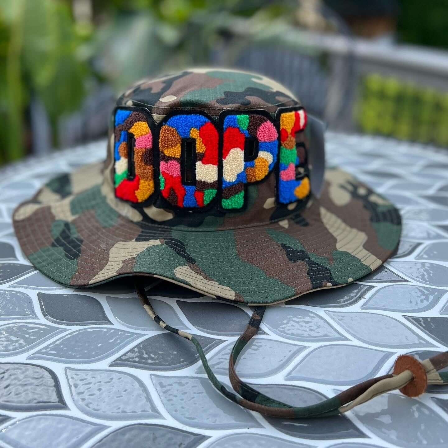 Chenille Dope Camo Patched Boonie Bucket Hat - Rebel P Customs