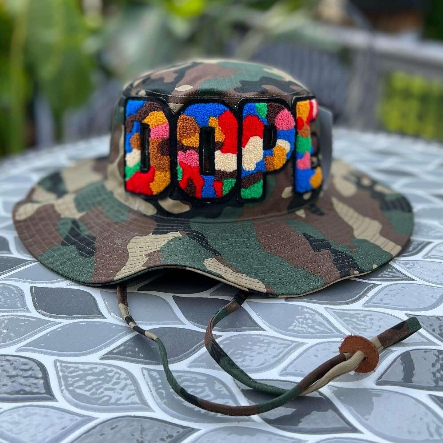 Chenille Dope Camo Patched Boonie Hat - Rebel P Customs