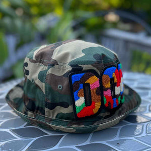 Chenille Dope Camo Patched Unstructured Bucket Hat - Rebel P Customs