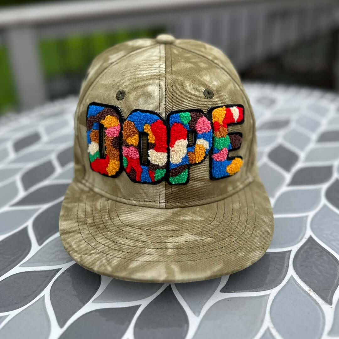 Chenille Dope High Crown Snapback Patched Hat - Rebel P Customs