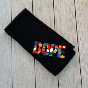 Chenille Dope Patched Black Scarf - Rebel P Customs