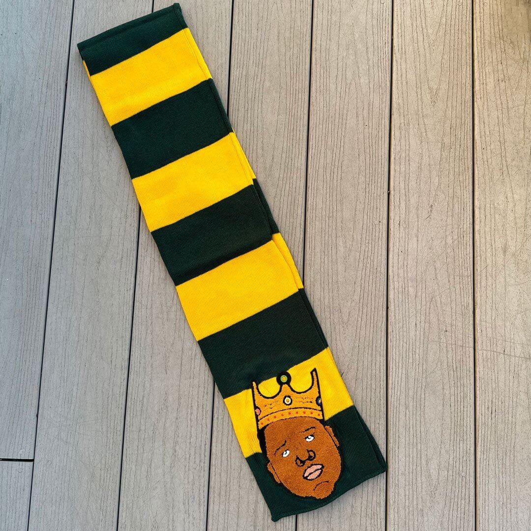 Chenille Notorious Patched Rugby Striped Scarf - Rebel P Customs