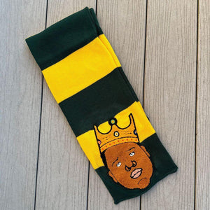Chenille Notorious Patched Rugby Striped Scarf - Rebel P Customs