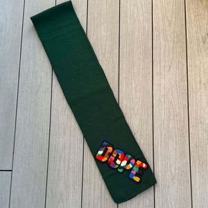 Chenille Patched Dope Green Knit Scarf - Rebel P Customs