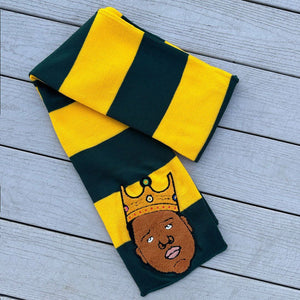 Chenille Patched Notorious Rugby Striped Knit Scarf - Rebel P Customs