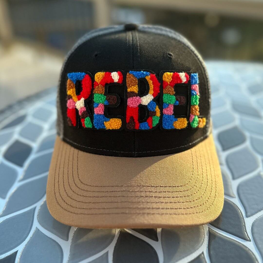 Chenille Rebel Patched Mid-Pro Snapback Trucker Cap