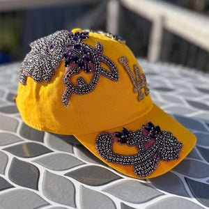 Custom Beaded Crystal Applique Bling Hat - Rebel P Customs