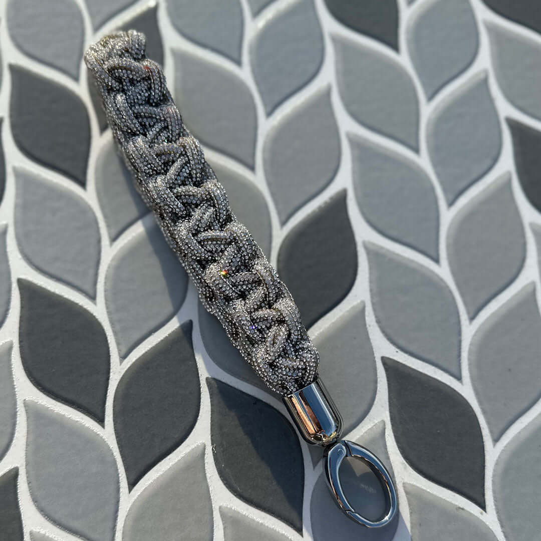 Custom Gold Crystal Applique Rhinestone Wristlet/Keychain Strap