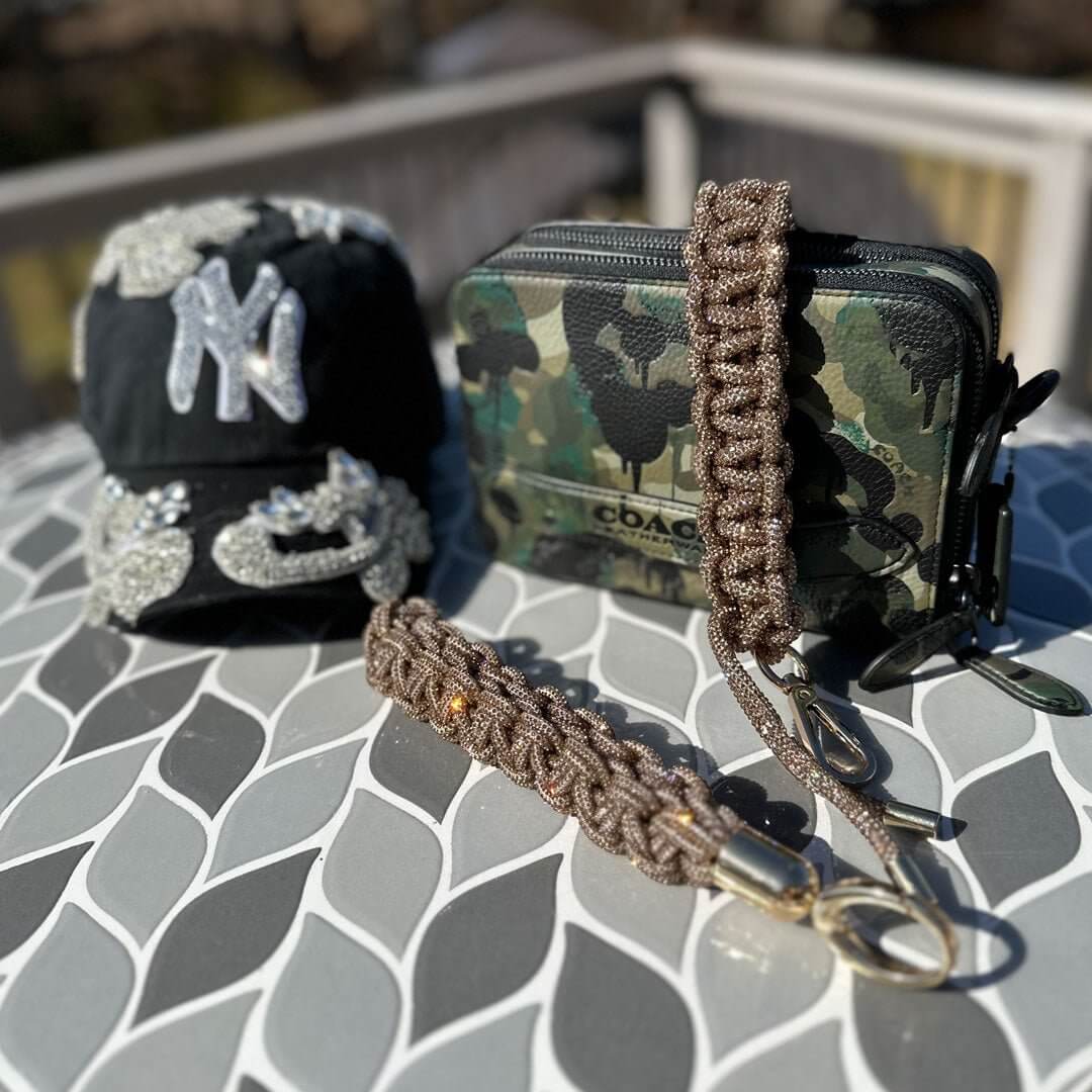 Custom Crystal Applique Rhinestone Wristlet/Keychain Strap