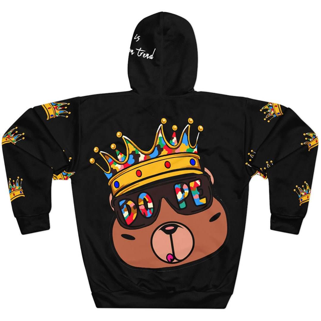 Dope Crown Bear AOP Unisex Pullover Hoodie - Rebel P Customs