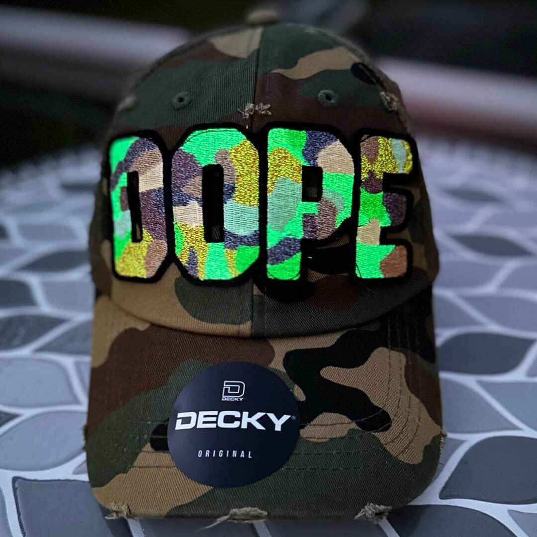 Glow In The Dark Dope Camo Patched Hat - Rebel P Customs