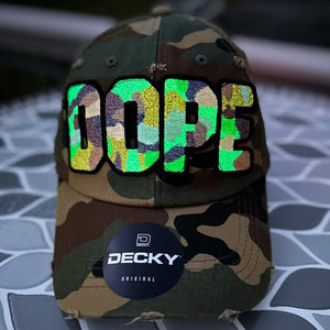 Glow In The Dark Dope Camo Patched Hat - Rebel P Customs