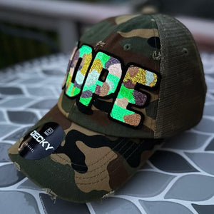 Glow In The Dark Dope Camo Patched Hat - Rebel P Customs
