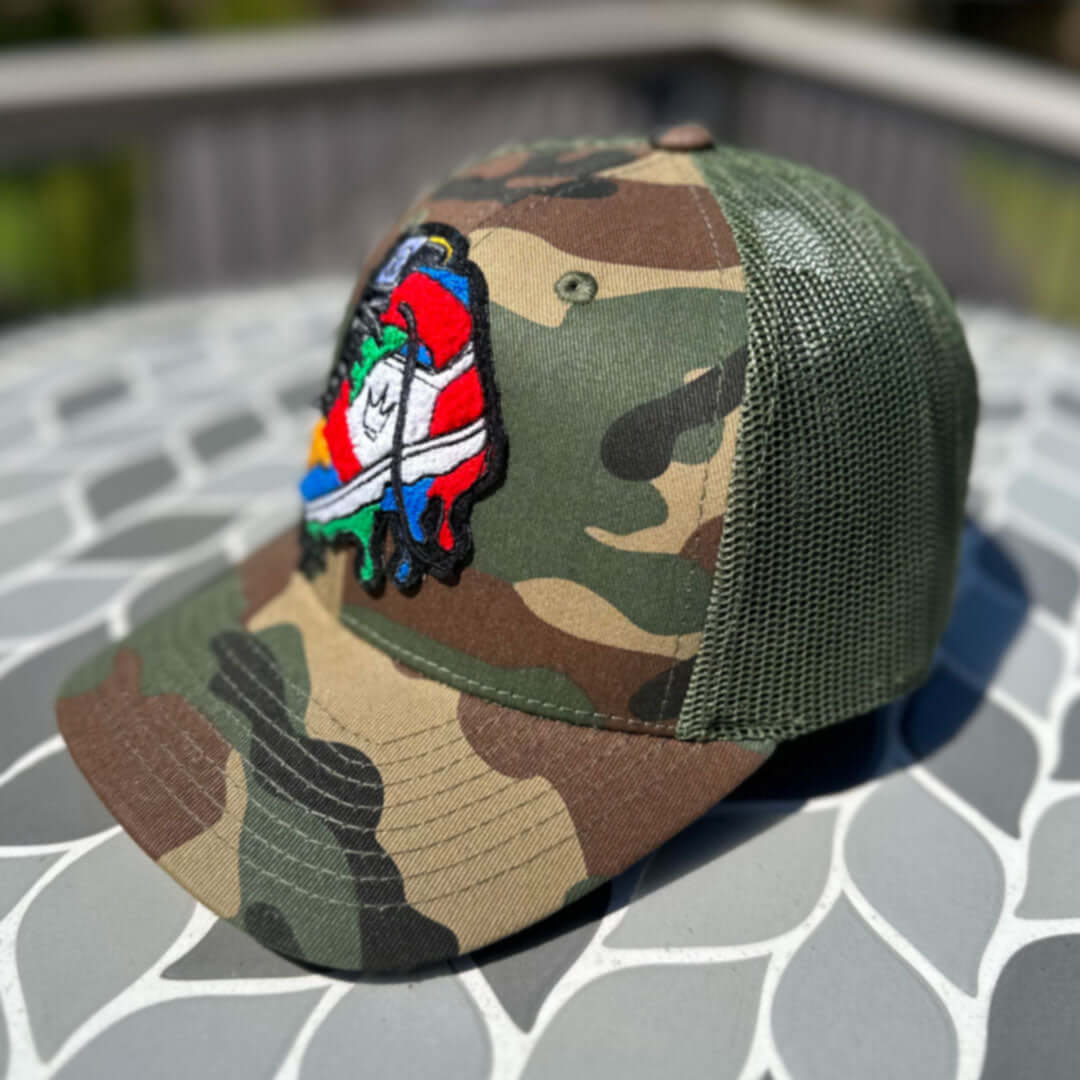 Chenille Rebel Sneaker Camo Patched Hat